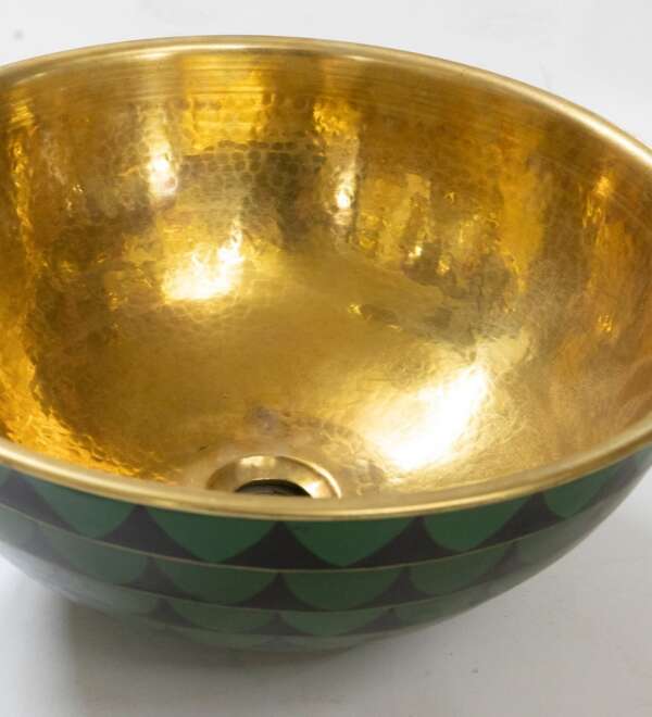 Hammered Brass And Wood Vessel Sink