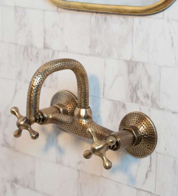 Hammered Wall Mount Oil Rubbed Brass Bath Faucet