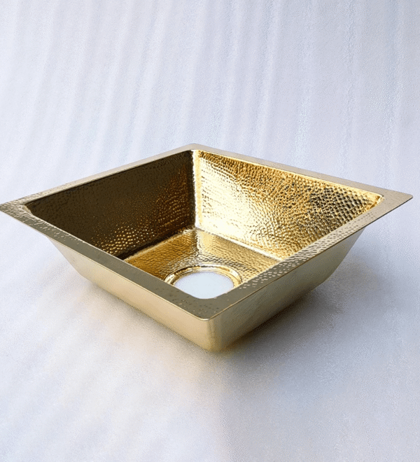 Handcrafted Hammered Unlacquered Brass Kitchen Sink