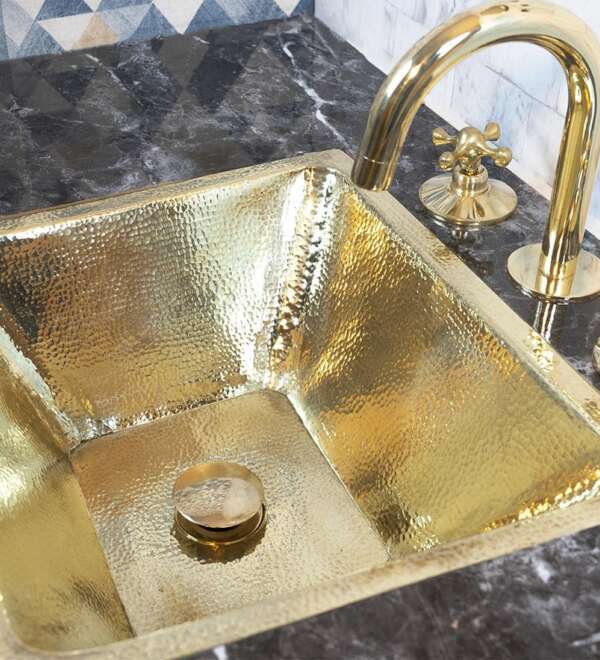 Handcrafted Unlacquered Brass Bathroom Sink