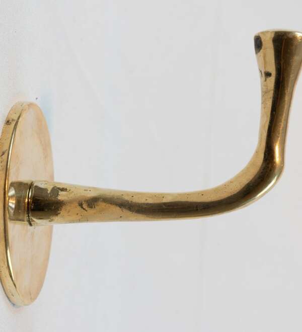 Set of Handcrafted Unlacquered Brass Hooks For Wall