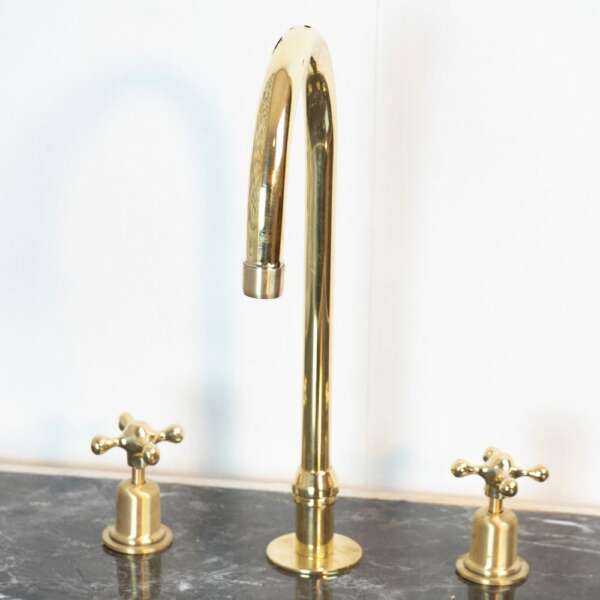 The Bell Widespread Unlacquered Brass Kitchen Faucet