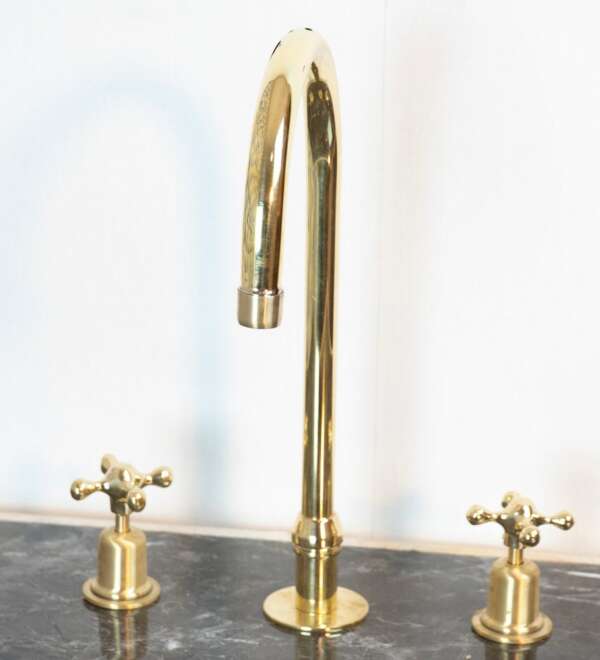 The Bell Widespread Unlacquered Brass Kitchen Faucet