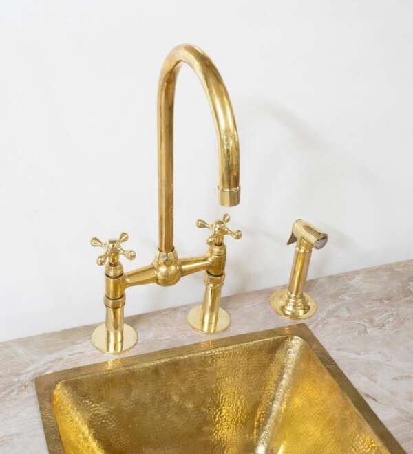 The Brass Bridge Kitchen Faucet With Sprayer