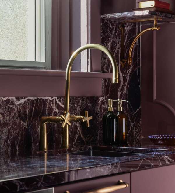 Unlacquered Brass Bridge Kitchen Faucet