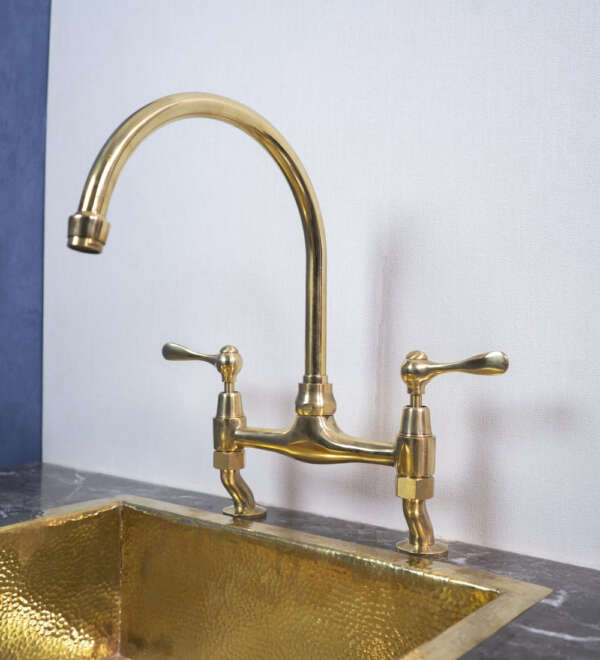 Unlacquered Brass Curved Legs Bridge Faucet