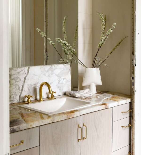 Unlacquered Brass Deck Mount Lavatory Faucet