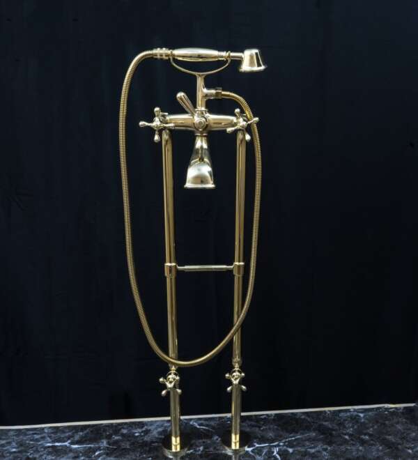Unlacquered Brass Floor Mount Bath Tub Filler