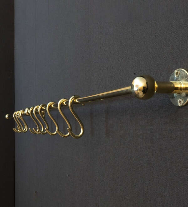 Unlacquered Brass Wall Mount Pot Rack