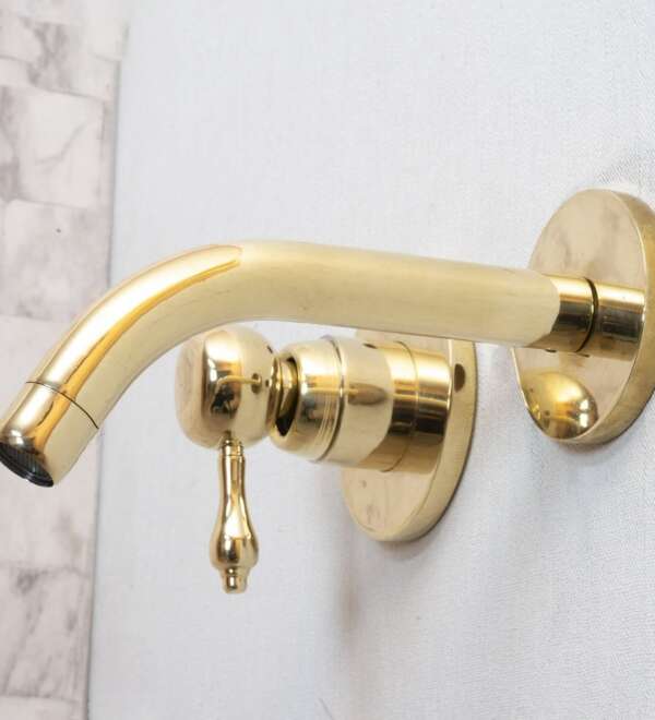 Unlacquered Brass Wall Mounted Mixer Faucet