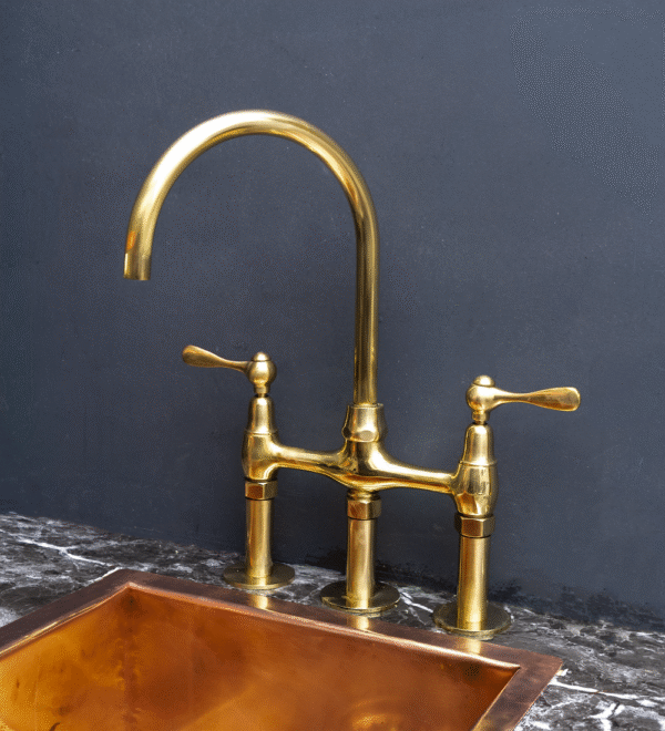 Unpainted Brass 3 Holes Bridge Faucet