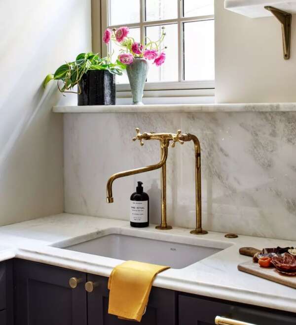 Unpainted Brass Kitchen Faucet