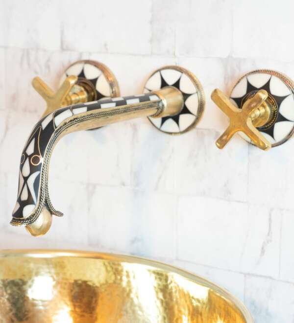 Wood & Brass Wall Faucet